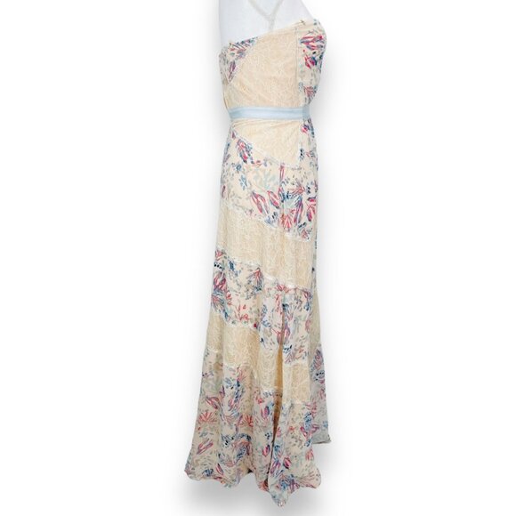 NWT BCBGMAXAZRIA Womens Full Length Strapless Floral Lace Elle Dress 0 - Picture 8 of 16